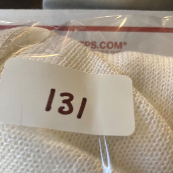 Womens J Jill Linen Blend Open Knit Cardigan 3/4 Sleeve Pockets L White - Picture 8 of 8